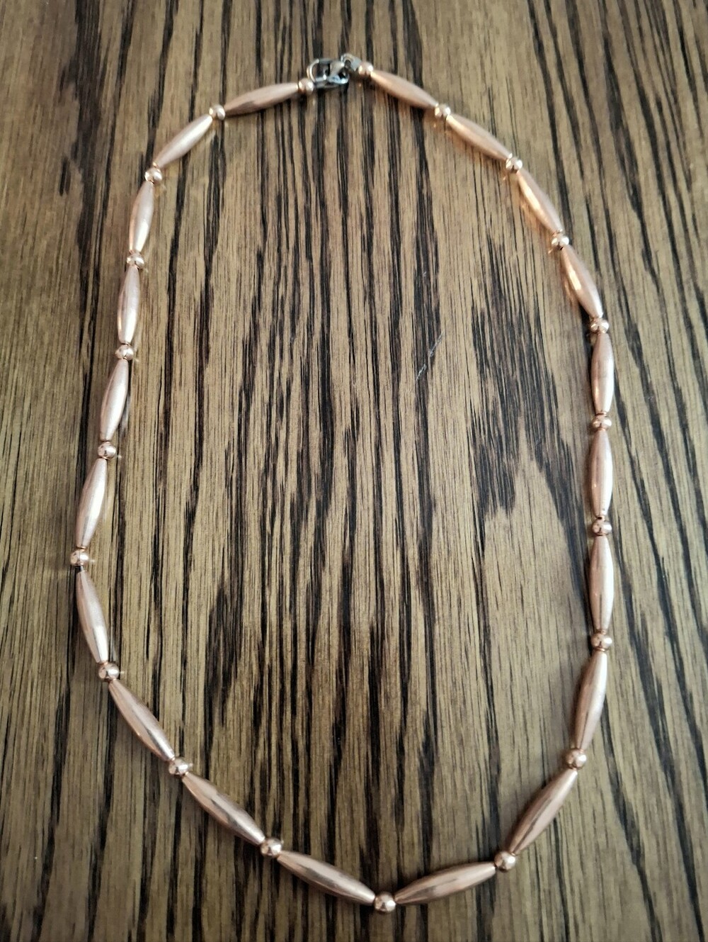 Copper Flutes And Pearls Beaded Necklace 20"